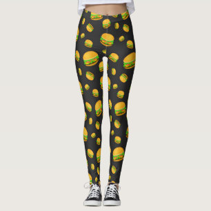 Legging Padrão de hambúrguer delicioso e divertido