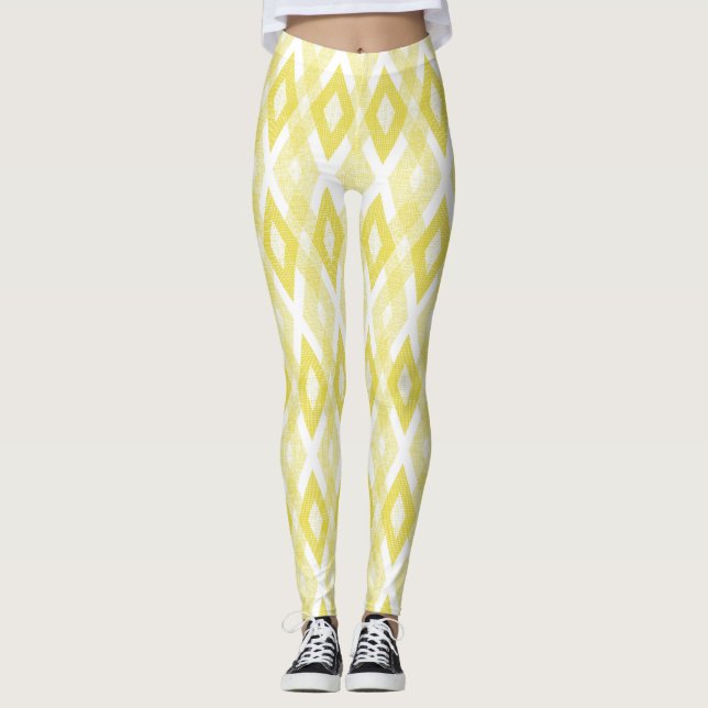 Legging Padrão de Harlequin Amarelo Brilhante (Frente)