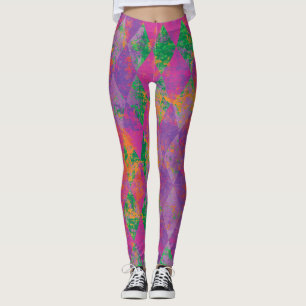 Legging Padrão de Harlequin Roxo do Chic Mardi Gras