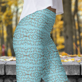 Legging Padrão de Hélice Espelhada Chic Blue