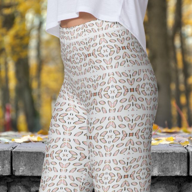 Legging Padrão de Hélice Espelhada da Cinza Chic (Chic Gray Mirrored Helix Pattern Leggings)