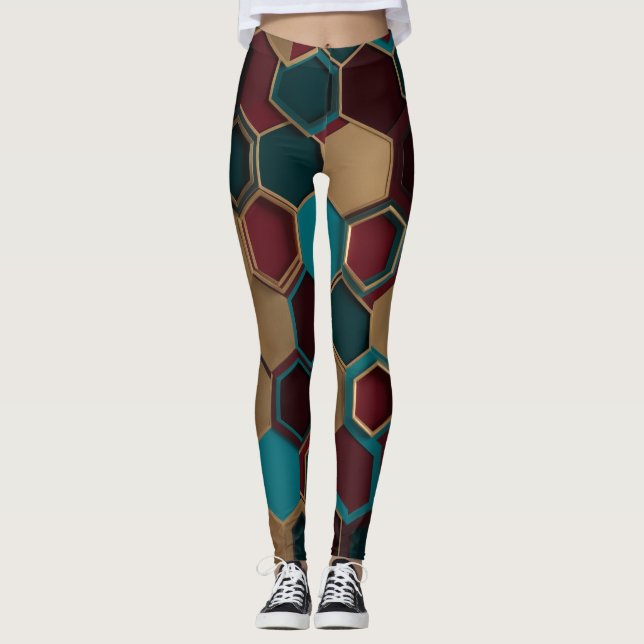 Legging Padrão de hexágono (Frente)