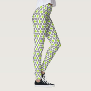 Legging Padrão de Hexágono de limões e Cinzas