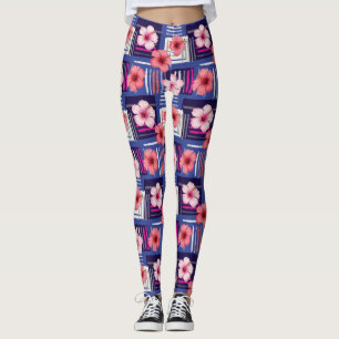 Legging Padrão de Hibisco Tropical Costeiro (12)