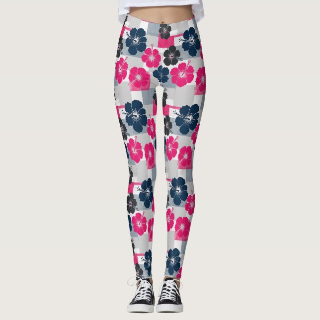 Legging Padrão de Hibisco Tropical Costeiro (13) (Frente)