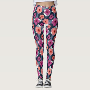 Legging Padrão de Hibisco Tropical Costeiro (8)