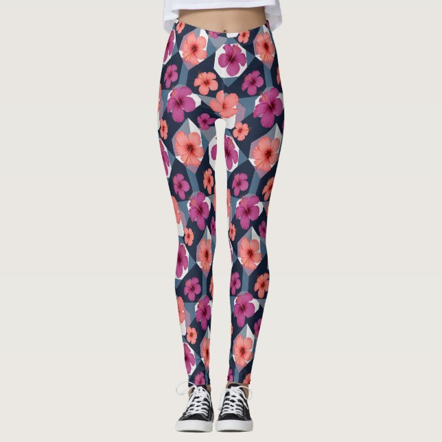 Legging Padrão de Hibisco Tropical Costeiro (8) (Frente)