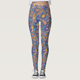 Legging Padrão de Hippie Paisley dos anos 60 e 70