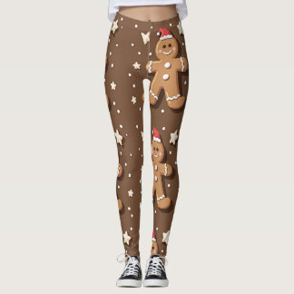 Legging Padrão de Homem de Pão Bravo em Castanho