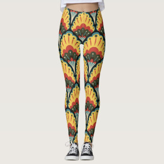 Legging Padrão de ilustração floral uniforme, de vintage.