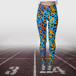 Legging Padrão de Impressão Animal com Gradiente Laranja A