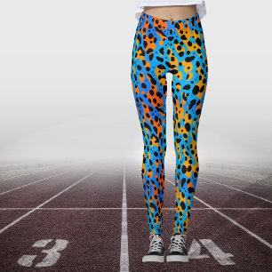 Legging Padrão de Impressão Animal com Gradiente Laranja A