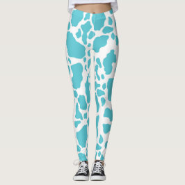 Legging Padrão de impressão animal das manchas brancas e a