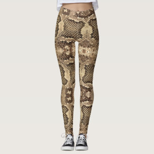 Legging Padrão de impressão animal de pele cobra exótica o
