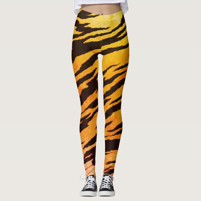 Legging Padrão de Impressão Animal de Stripes de Tigre (Frente)