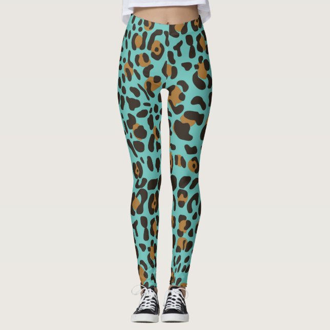 Legging Padrão de Impressão Animal Leopard Jaguar (Frente)
