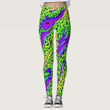 Padrão de Impressão Animal Verde Neon e Roxo Legal