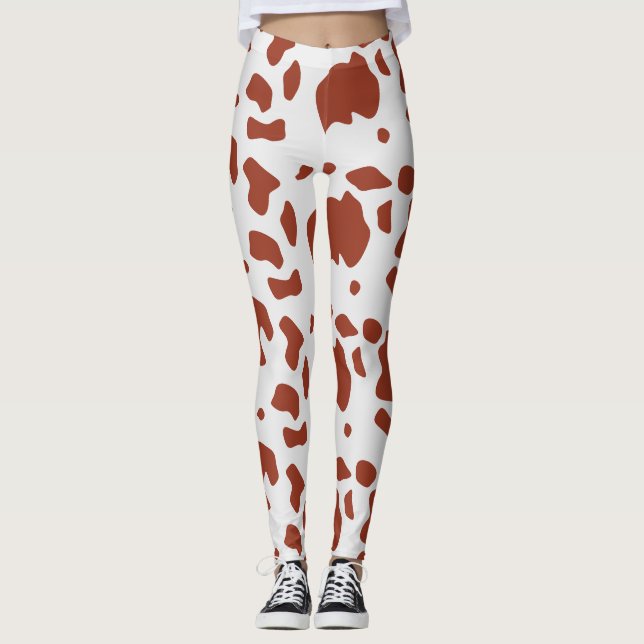Legging Padrão de Impressão de Animais de Vaca Moderno de  (Frente)