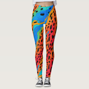 Legging Padrão de Impressão de Animais Laranja Moderno Tur