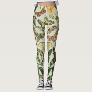 Legging Padrão de Impressão de Borboleta Mariposa Vintage