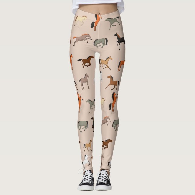 Legging Padrão de Impressão de Cavalo, Meninas e Crianças, (Frente)
