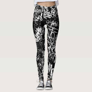 Legging Padrão de Impressão de Grafite de Colagem do Abs