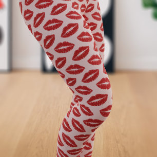 Legging Padrão de Impressão de lábios vermelhos em legg