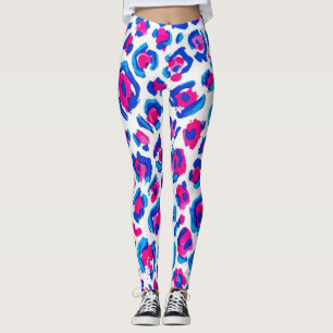 Legging Padrão de Impressão de Leopardo Neon