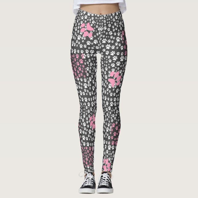 Legging Padrão de impressão de pata 01.b DGrey BG (Frente)