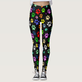 Legging Padrão de Impressão de Patas de Animal de Estimaçã