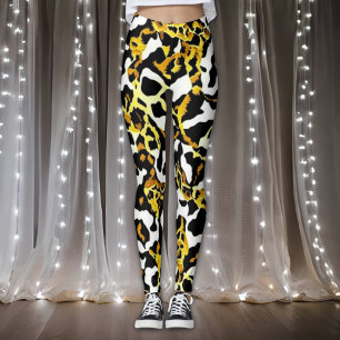 Legging Padrão de Impressão de peles de leopardo e zebra