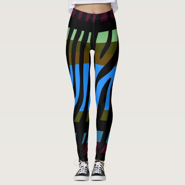 Legging Padrão de Impressão de Zebra Moderna #3 (Frente)