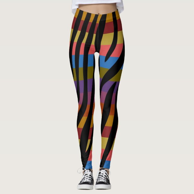 Legging Padrão de Impressão de Zebra Moderna #4 (Frente)