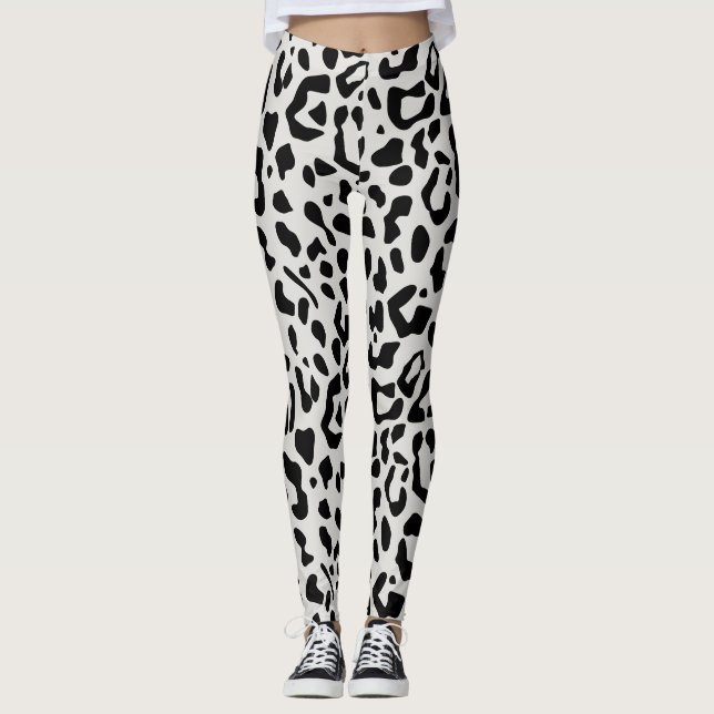 Legging Padrão de Impressão do Animal Leopardo da Neve Mod (Frente)
