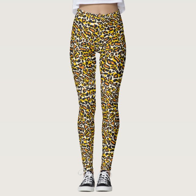 Legging Padrão de impressão do Leopard (Frente)