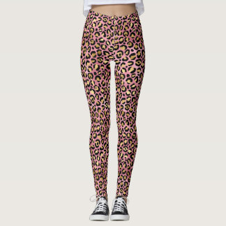 Legging Padrão de impressão do Leopard rosa e Dourado
