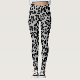 Legging Padrão de impressão do Leopardo da cinza