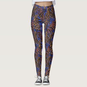 Legging Padrão de impressão do leopardo e da zebra luxuoso