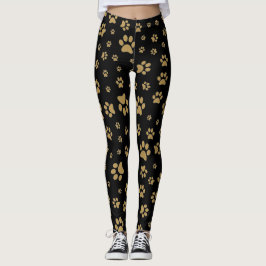 Legging Padrão de impressão Dourado e preto-e-branco antig