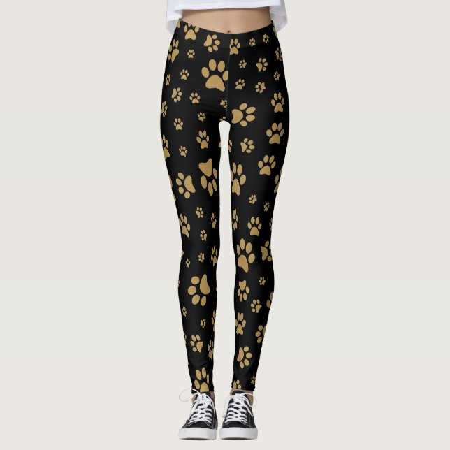 Legging Padrão de impressão Dourado e preto-e-branco antig (Frente)