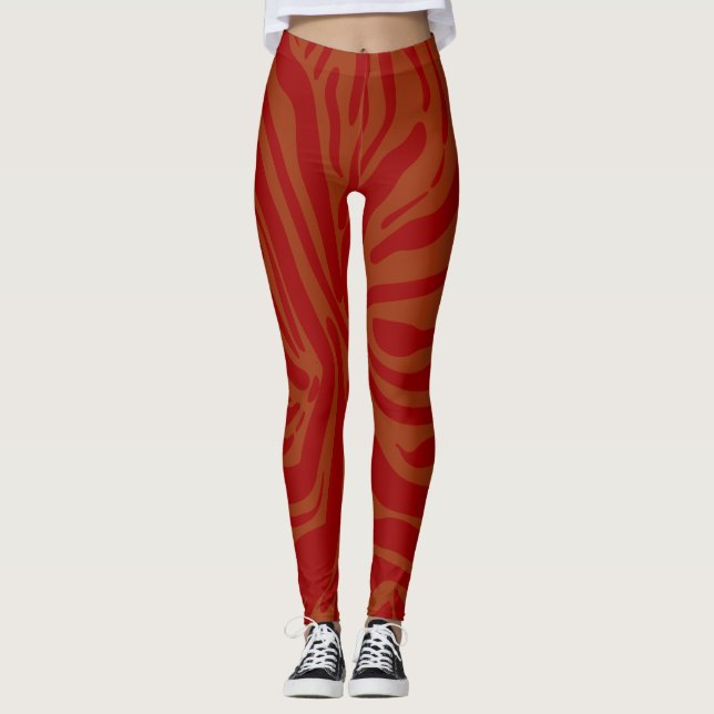 Legging padrão de impressão em branco &vermelho (Frente)