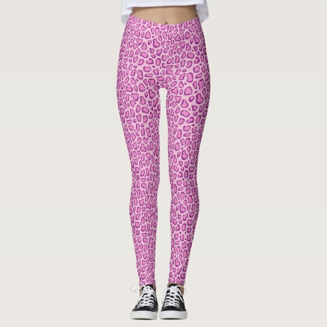 Legging Padrão de impressão rosa-leopardo (Frente)