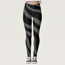 Legging Padrão de impressão Zebra da Cinza Negra