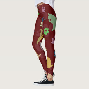 Legging Padrão de impressões de pata de gatos coloridos