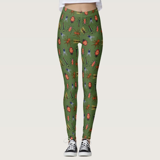 Legging Padrão de Insetos Bonitos (Frente)
