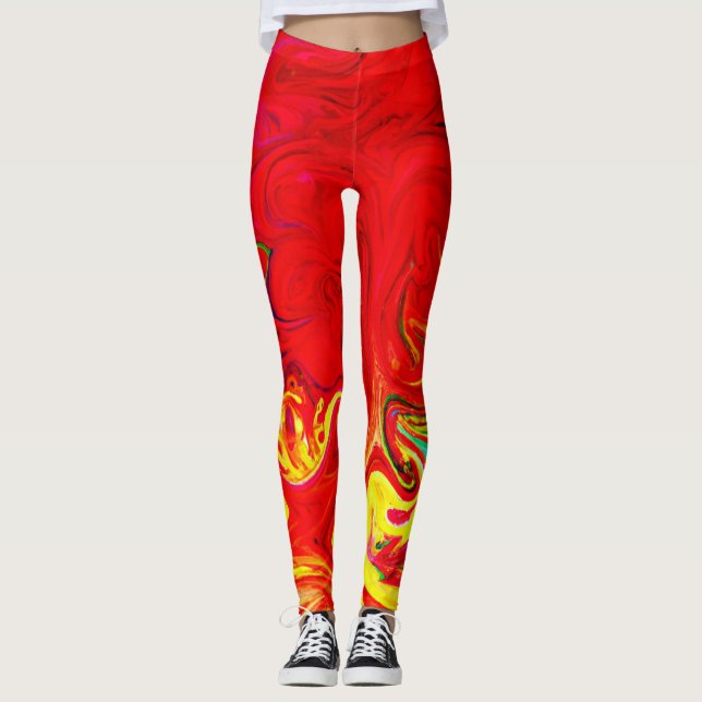 Legging Padrão de Intermitência de Cores Energéticas (Frente)