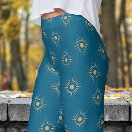 Legging Padrão de Intermitência do Sol Azul na moda