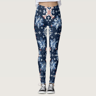 Legging Padrão de inverno azul