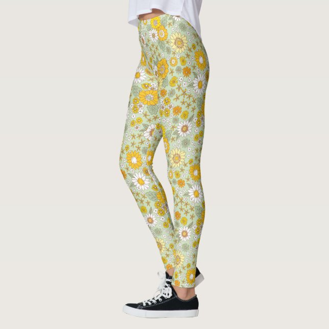 Legging Padrão de Jardim Floral Amarelo (Esquerda)