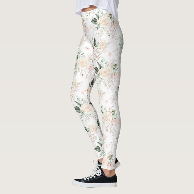 Legging Padrão de Jardim Floral rosa (Esquerda)